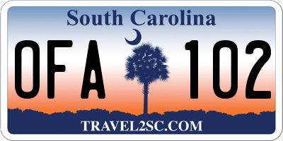 SC license plate OFA102