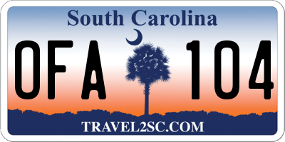 SC license plate OFA104