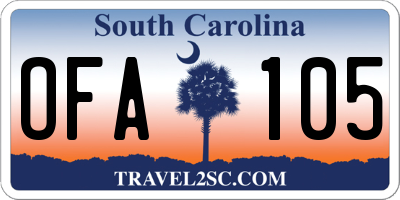 SC license plate OFA105