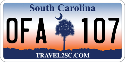 SC license plate OFA107