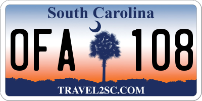 SC license plate OFA108