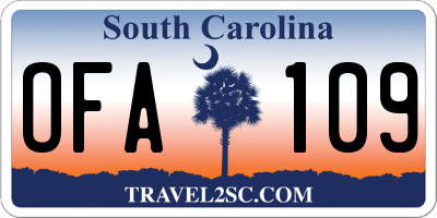SC license plate OFA109