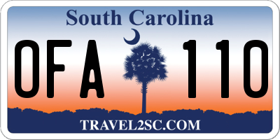 SC license plate OFA110