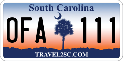 SC license plate OFA111