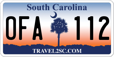 SC license plate OFA112