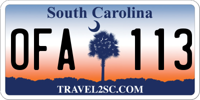SC license plate OFA113