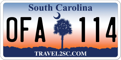 SC license plate OFA114