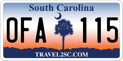 SC license plate OFA115