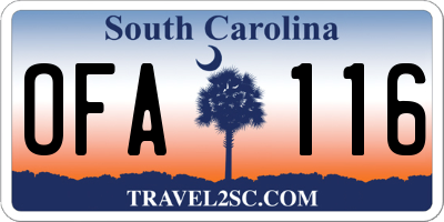 SC license plate OFA116