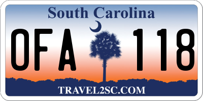 SC license plate OFA118