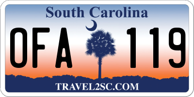 SC license plate OFA119