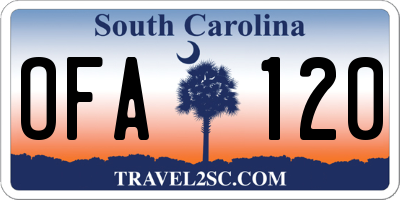 SC license plate OFA120