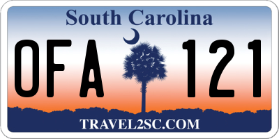 SC license plate OFA121
