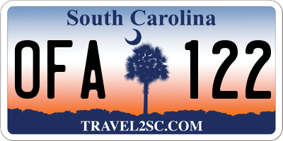 SC license plate OFA122