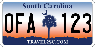 SC license plate OFA123
