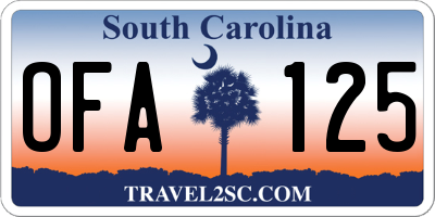SC license plate OFA125