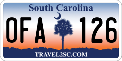 SC license plate OFA126