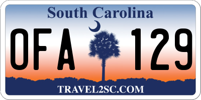 SC license plate OFA129