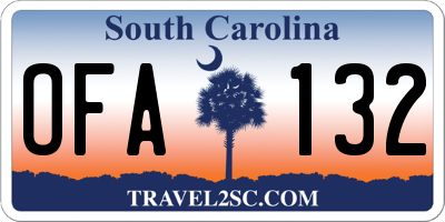 SC license plate OFA132