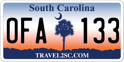 SC license plate OFA133