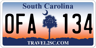 SC license plate OFA134