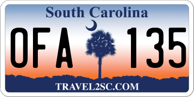 SC license plate OFA135