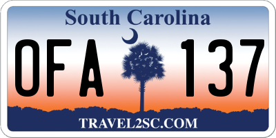 SC license plate OFA137