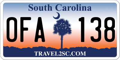 SC license plate OFA138