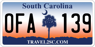 SC license plate OFA139