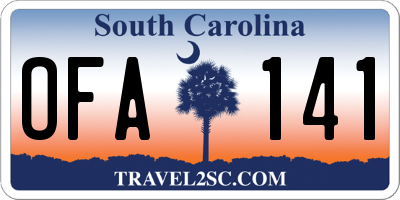 SC license plate OFA141