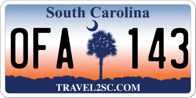 SC license plate OFA143