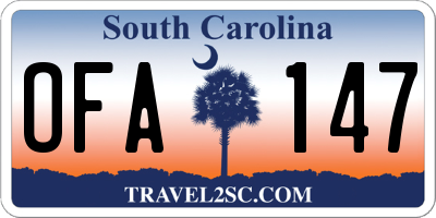 SC license plate OFA147
