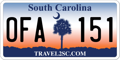 SC license plate OFA151