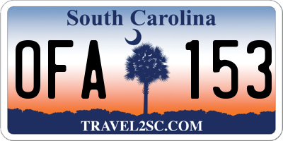 SC license plate OFA153
