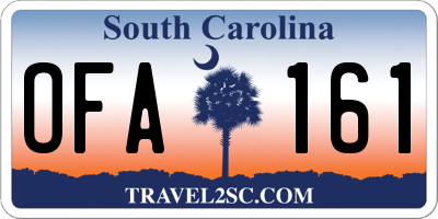 SC license plate OFA161