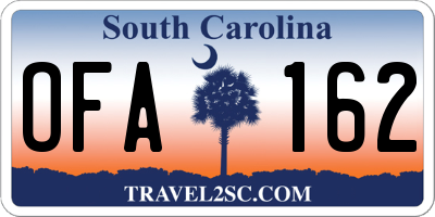 SC license plate OFA162