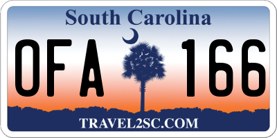 SC license plate OFA166
