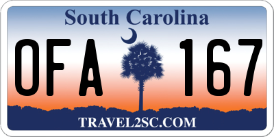 SC license plate OFA167