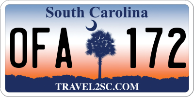 SC license plate OFA172