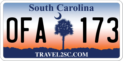 SC license plate OFA173