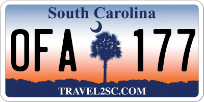SC license plate OFA177