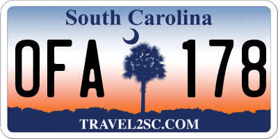 SC license plate OFA178