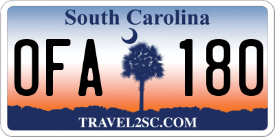 SC license plate OFA180