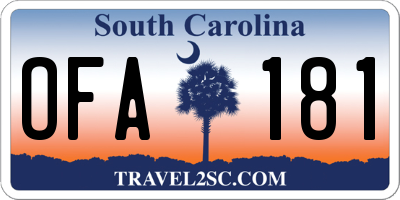 SC license plate OFA181
