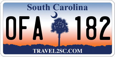 SC license plate OFA182