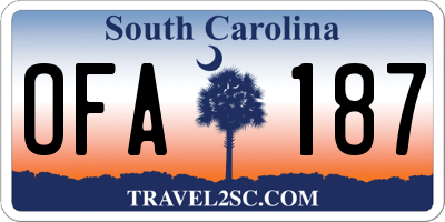 SC license plate OFA187
