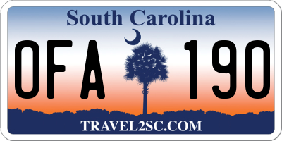 SC license plate OFA190