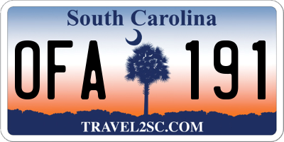SC license plate OFA191