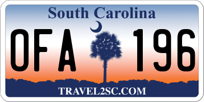 SC license plate OFA196