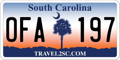 SC license plate OFA197